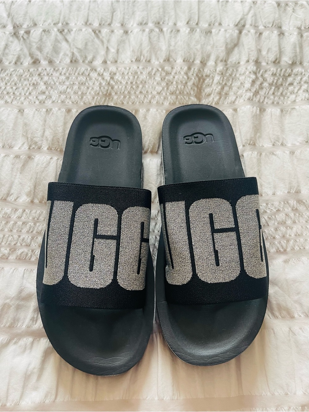 UGG  Slides with Silver Glitter Logo